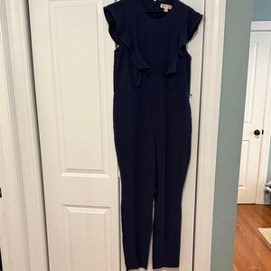 Navy Ruffle Sleeveless Jumpsuit